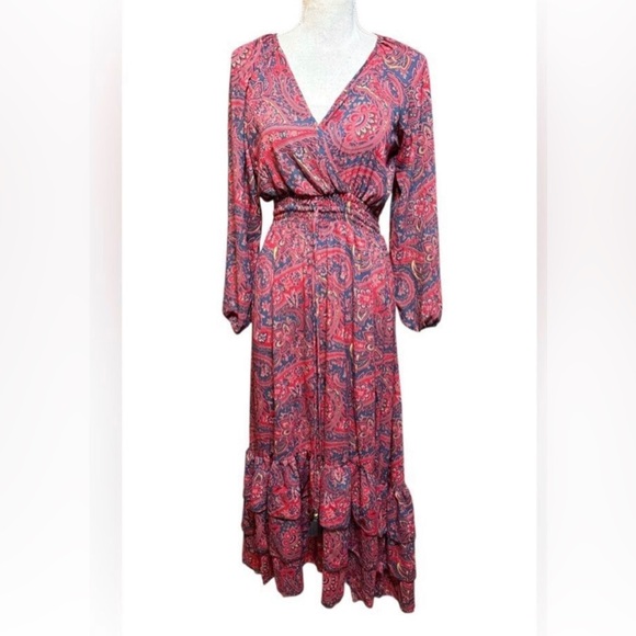 NWOT Anthropologie Boemo Stylish Pink red paisley maxi dress 2X 🌹 CLO R - Picture 6 of 8